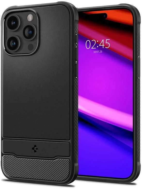 Apple iPhone 15 Pro Max Spigen Rugged Armor MagSafe Matte telefono dėklas juodos spalvos