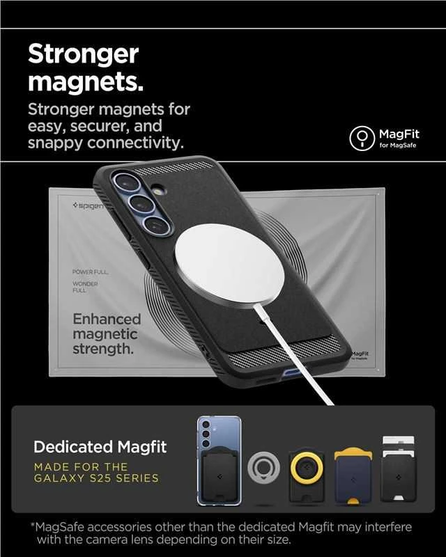 Spigen Rugged Armor Mag MagSafe Samsung Galaxy S25 – Matte dėklas telefonui juodos spalvos