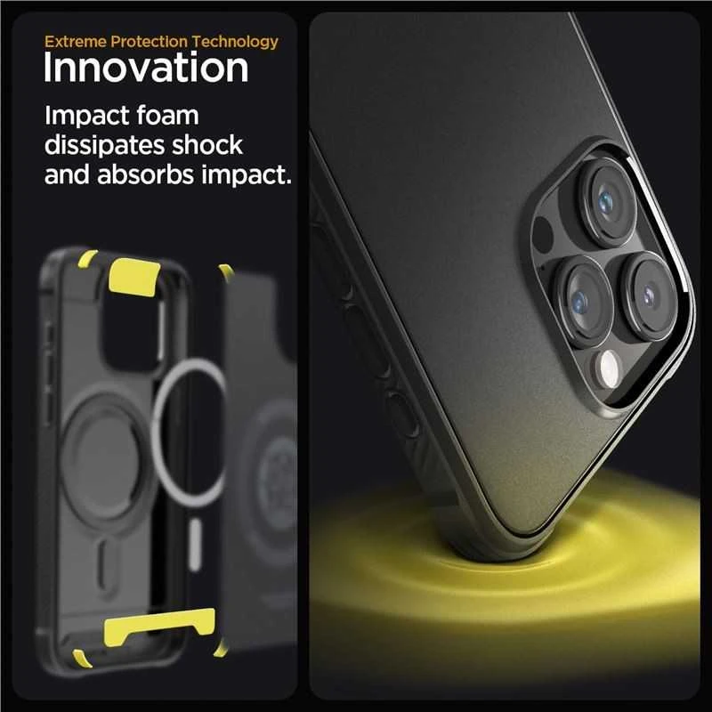 Apple iPhone 15 Pro Max Spigen Rugged Armor MagSafe Matte telefono dėklas juodos spalvos