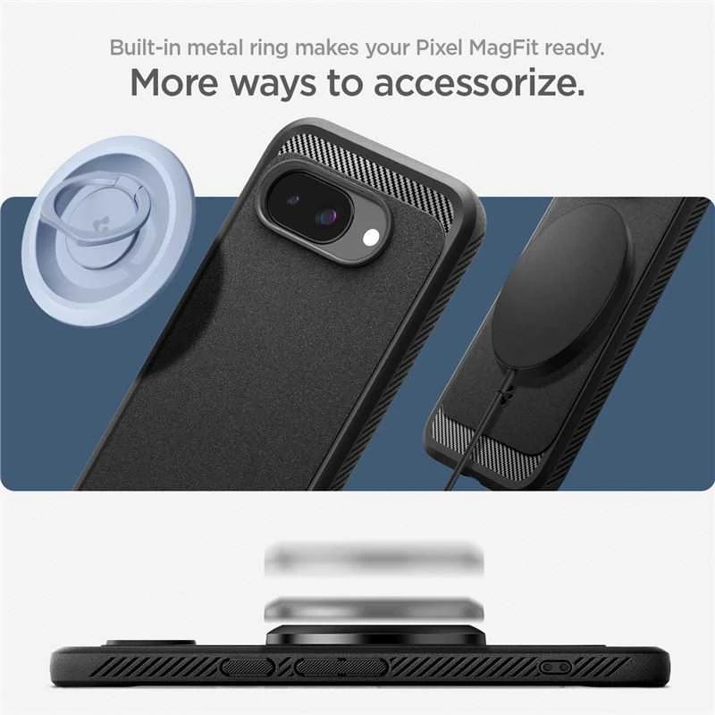 Spigen Rugged Armor Mag MagSafe dėklas, skirtas Google Pixel 9A – Matinis Juodas