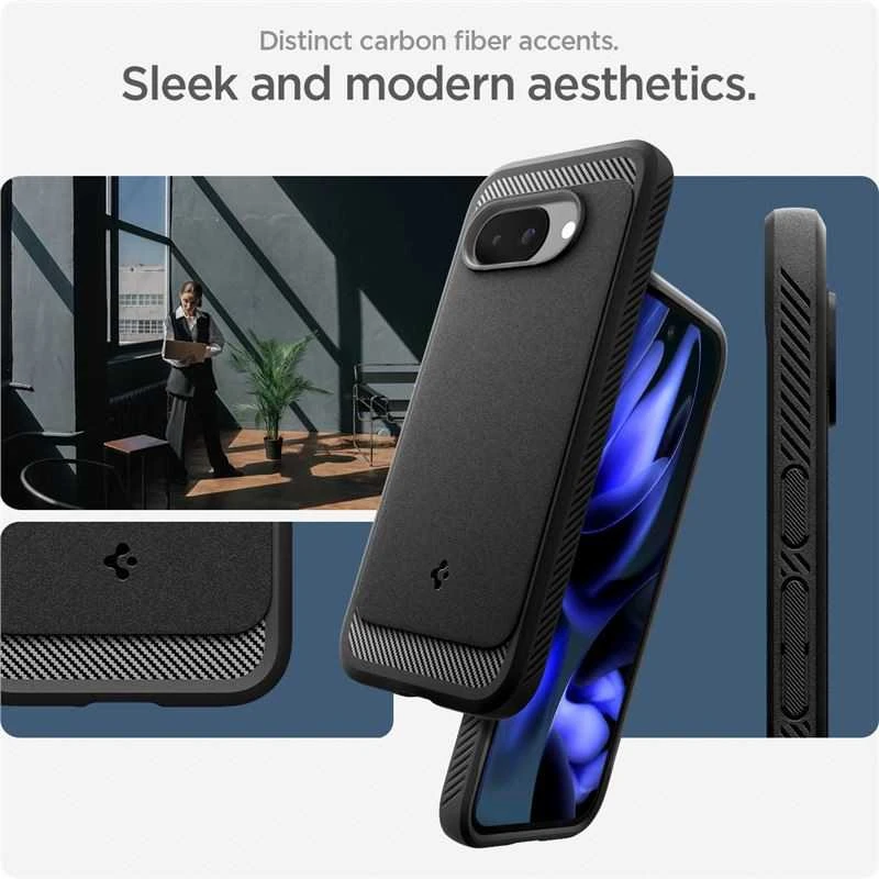 Spigen Rugged Armor Mag MagSafe dėklas, skirtas Google Pixel 9A – Matinis Juodas