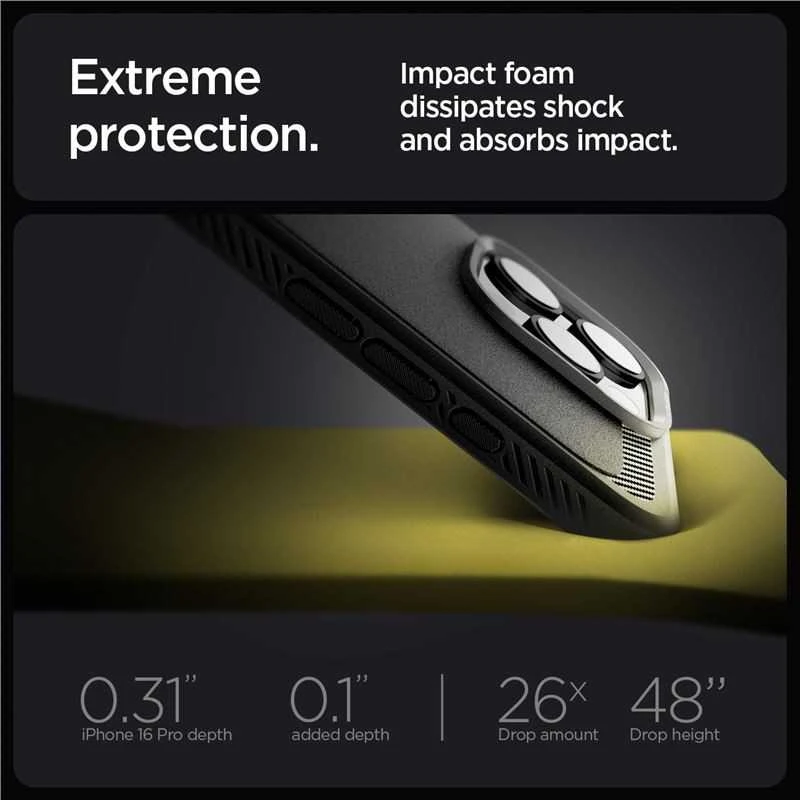 Dėklas Spigen Rugged Armor MagSafe do Apple iPhone 16 Pro Max – dėklas telefonui juodos spalvos