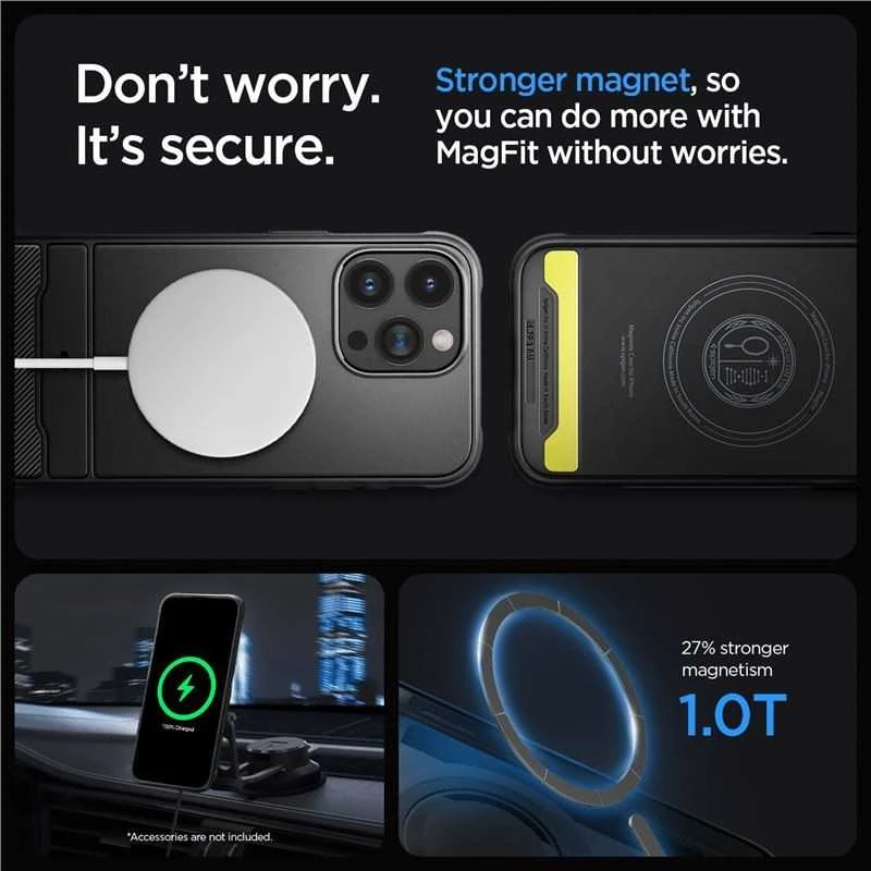 Apple iPhone 15 Pro Max Spigen Rugged Armor MagSafe Matte telefono dėklas juodos spalvos
