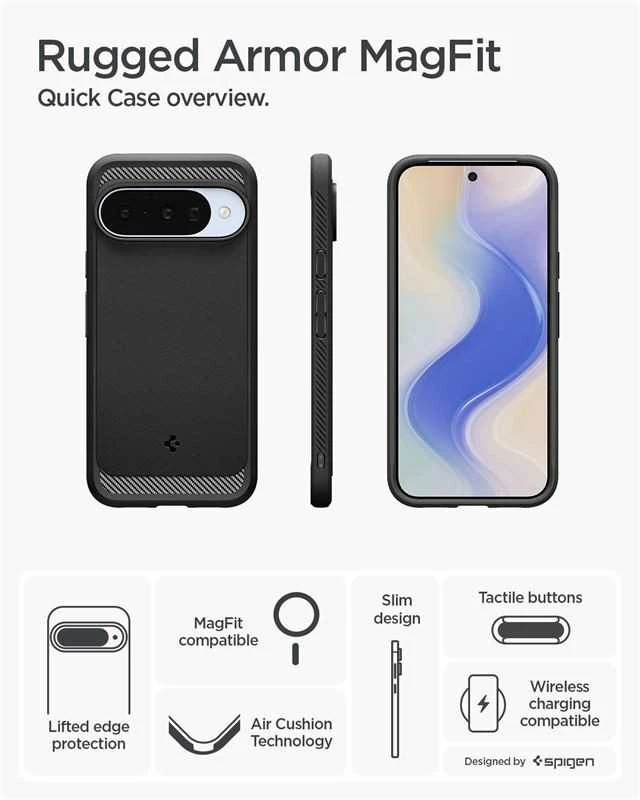 Dėklas SPIGEN RUGGED ARMOR MAG MAGSAFE GOOGLE PIXEL 10 / 10 PRO MATTE Juodas