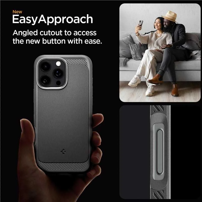 Spigen Rugged Armor MagSafe do Apple iPhone 16 Pro Max – dėklas telefonui pilkos spalvos