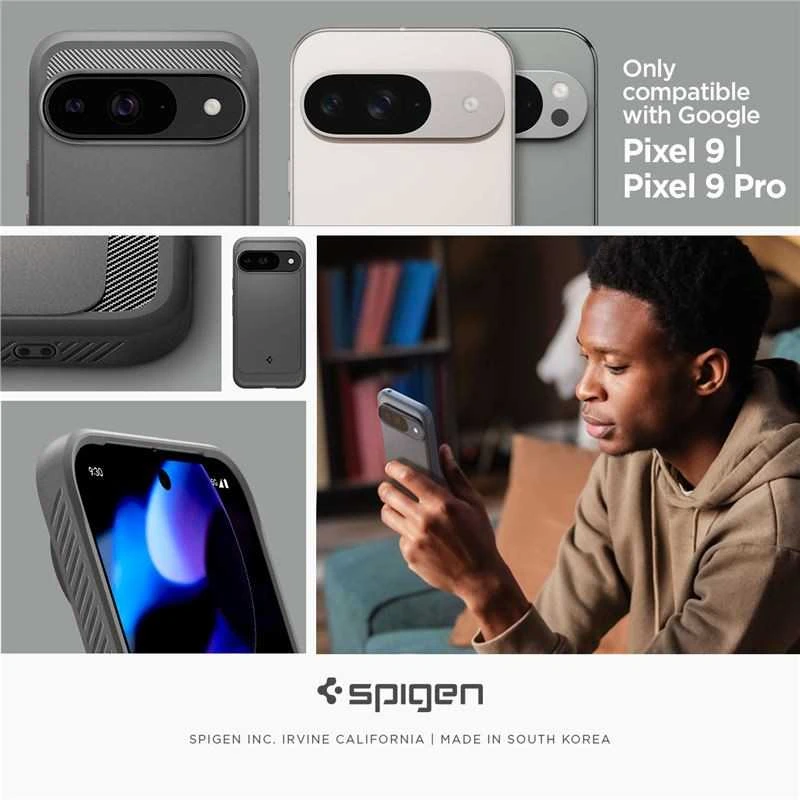 Spigen Rugged Armor – dėklas skirtas Google Pixel 9 / 9 Pro Marble Pilkas