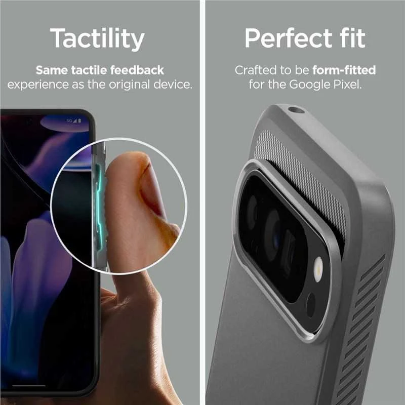 Google Pixel 9 PRO XL Spigen Rugged Armor Marble dėklas telefonui pilkos spalvos