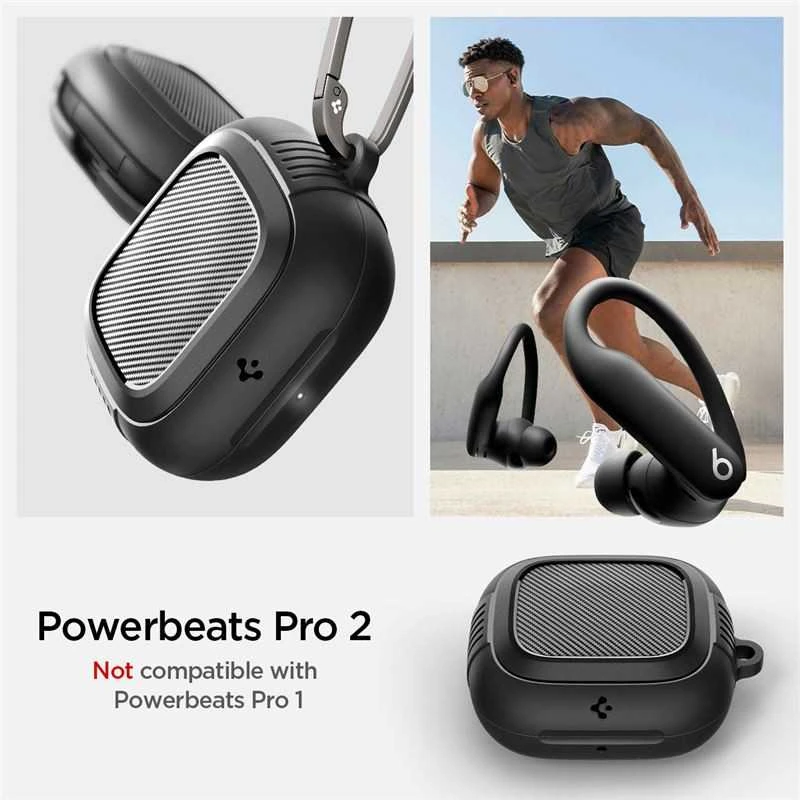 Spigen „Rugged Armor“, matinės juodos spalvos – „Apple Powerbeats Pro 2“