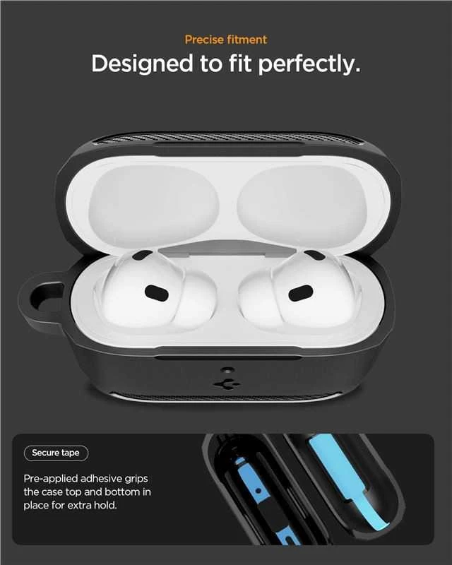 Spigen Rugged Armor dėklas skirtas AirPods Pro 3 – Matte juodos spalvos