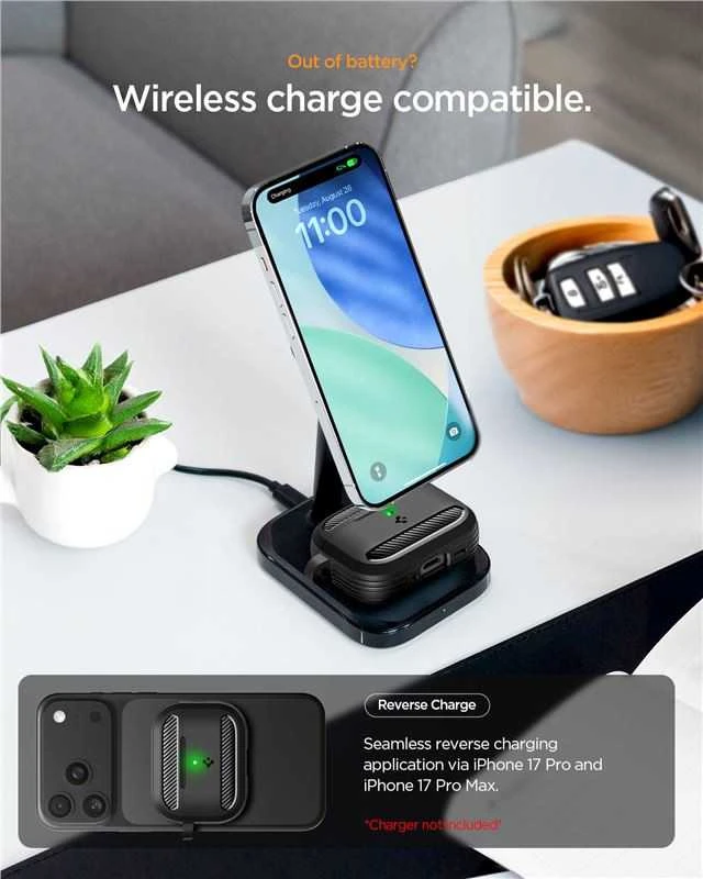 Spigen Rugged Armor dėklas skirtas AirPods Pro 3 – Matte juodos spalvos