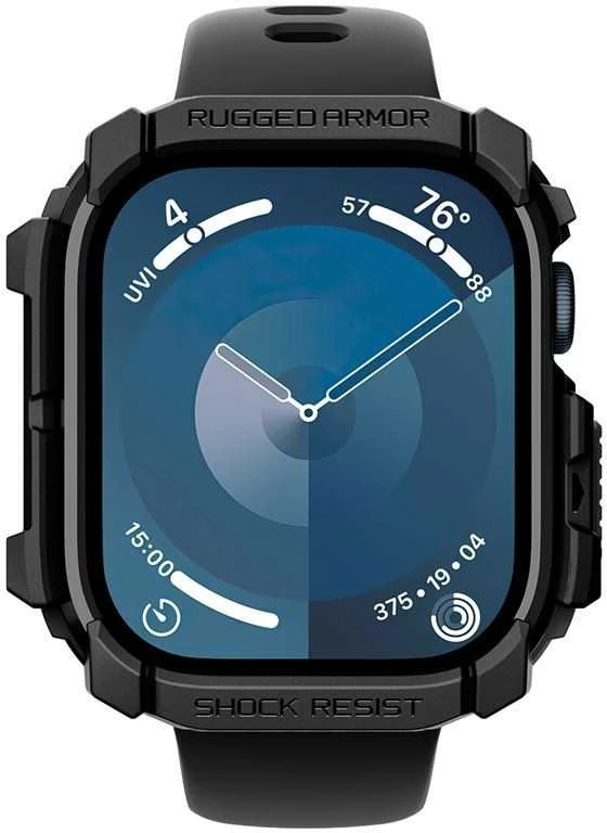 Dėklas Apple Watch 10 (46mm) Spigen Rugged Armor Matte juodas