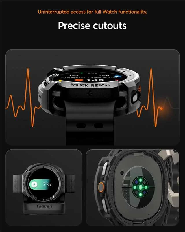 „Spigen Rugged Armor“, matinis juodas - „Galaxy Watch 8 Classic“ (46 mm)