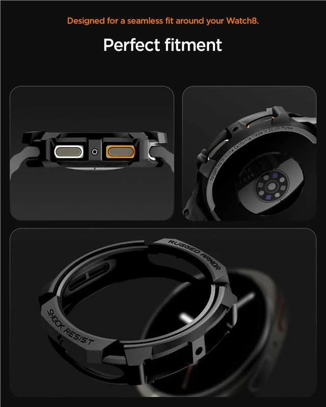 Spigen Rugged Armor, matinis juodas - Galaxy Watch 8 (44 mm)
