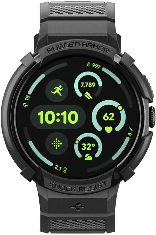 Spigen Rugged Armor, matinės juodos spalvos – „Google Pixel Watch 4“ (41 mm)