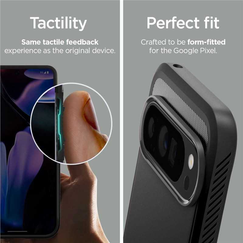 Google Pixel 9 Pro XL Spigen Rugged Armor Matte dėklas telefonui juodos spalvos