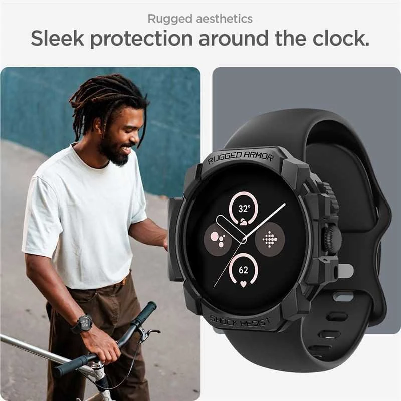 Spigen Tvirtas šarvas, matinis juodas - „Google Pixel Watch 3/2/1“ (41 mm)