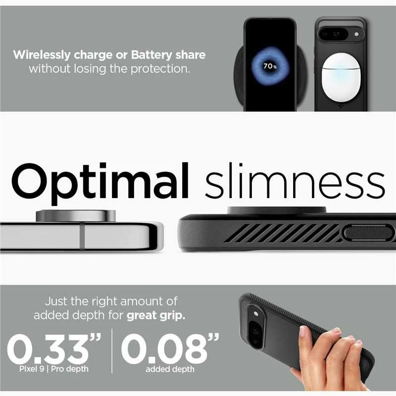 Spigen Rugged Armor dėklas skirtas Google Pixel 9 / 9 Pro – juodos spalvos