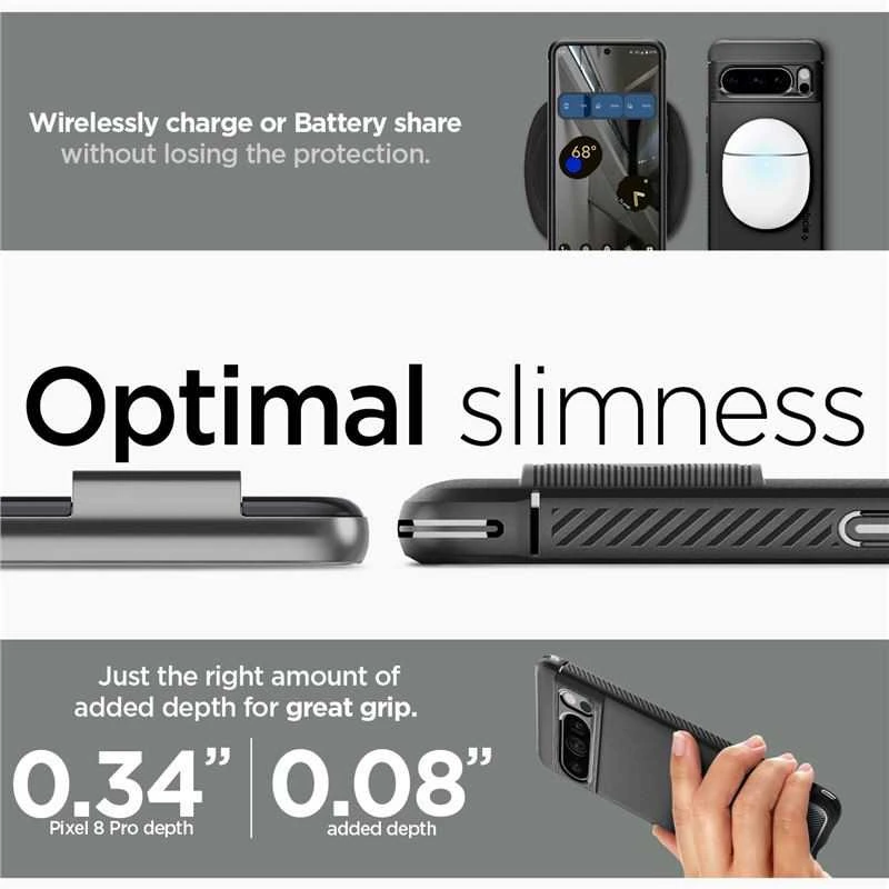 Dėklas Spigen Rugged Armor, matinė juoda - Google Pixel 8 Pro