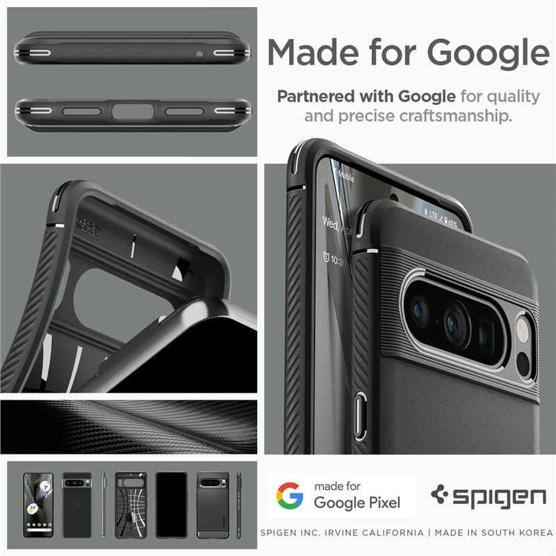 Dėklas Spigen Rugged Armor, matinė juoda - Google Pixel 8 Pro