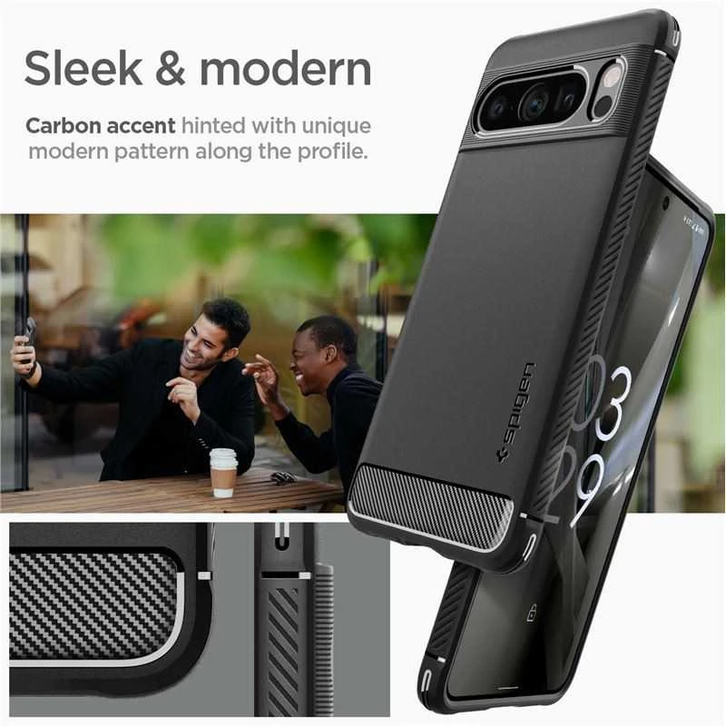 Dėklas Spigen Rugged Armor, matinė juoda - Google Pixel 8 Pro