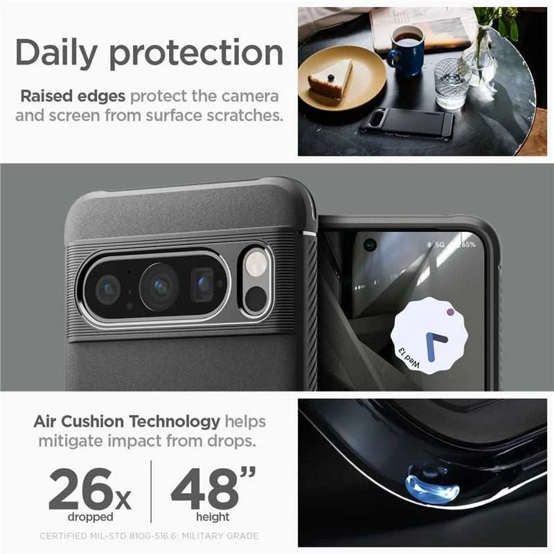 Dėklas Spigen Rugged Armor, matinė juoda - Google Pixel 8 Pro