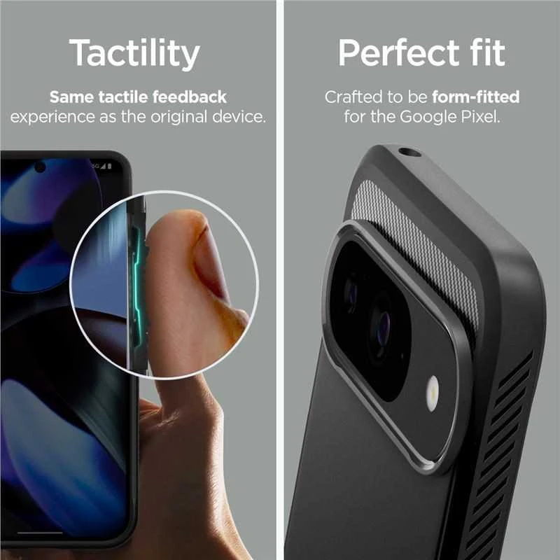 Spigen Rugged Armor dėklas skirtas Google Pixel 9 / 9 Pro – juodos spalvos