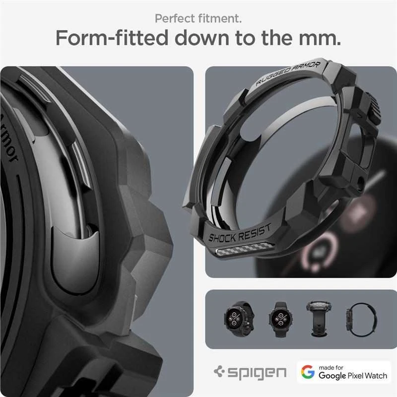 Spigen Tvirtas šarvas, matinis juodas - „Google Pixel Watch 3/2/1“ (41 mm)
