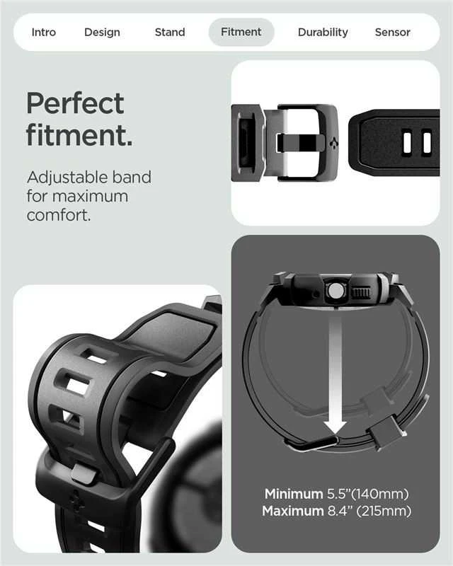 Spigen Rugged Armor, matinės juodos spalvos – „Google Pixel Watch 4“ (41 mm)