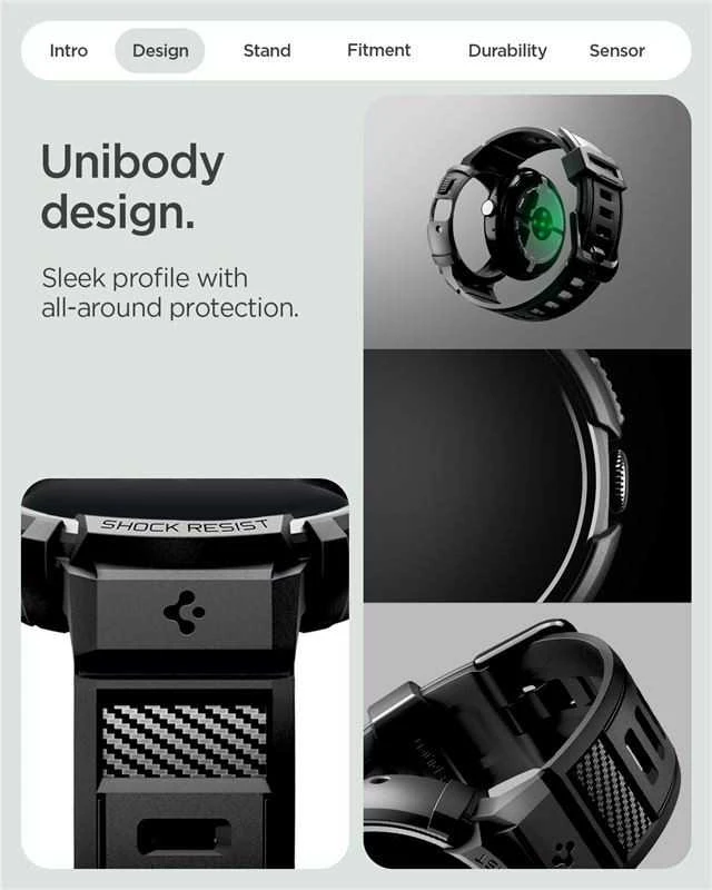 Spigen Rugged Armor, matinės juodos spalvos – „Google Pixel Watch 4“ (41 mm)