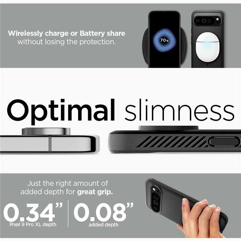 Google Pixel 9 Pro XL Spigen Rugged Armor Matte dėklas telefonui juodos spalvos