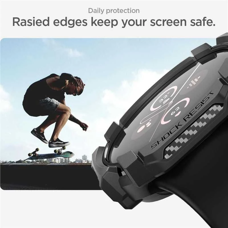 Spigen Tvirtas šarvas, matinis juodas - „Google Pixel Watch 3/2/1“ (41 mm)