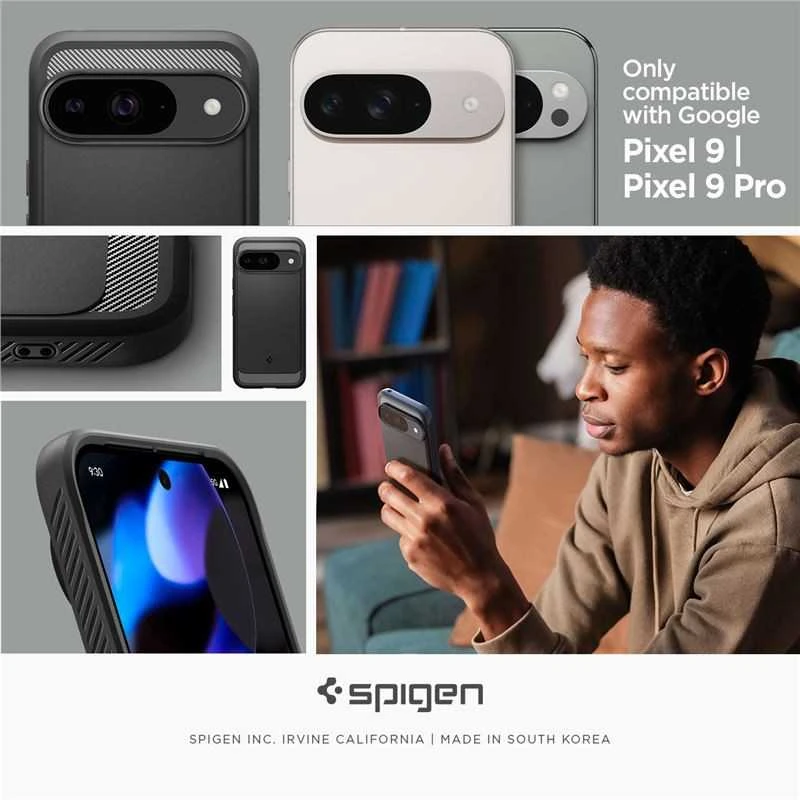 Spigen Rugged Armor dėklas skirtas Google Pixel 9 / 9 Pro – juodos spalvos