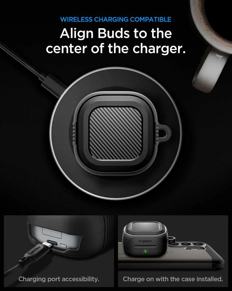 Dėklas Spigen RUGGED Armor Samsung Galaxy Buds 4 / 4 Pro Matte juodos spalvos