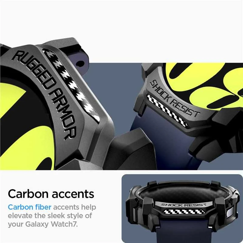 „Spigen Rugged Armor“ dėklas, skirtas „Samsung Galaxy Watch 7“ 44 mm (matinis juodas)