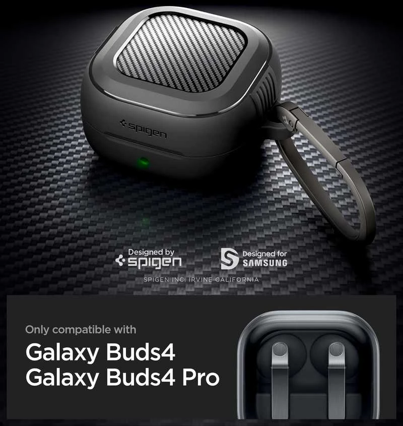 Dėklas Spigen RUGGED Armor Samsung Galaxy Buds 4 / 4 Pro Matte juodos spalvos