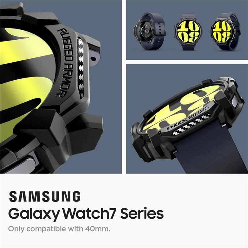 „Spigen Rugged Armor“ dėklas, skirtas „Samsung Galaxy Watch 7“ 44 mm (matinis juodas)
