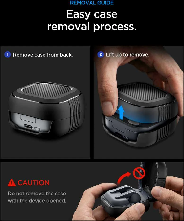 Dėklas Spigen RUGGED Armor Samsung Galaxy Buds 4 / 4 Pro Matte juodos spalvos