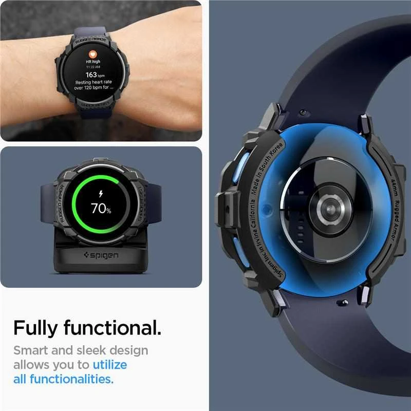„Spigen Rugged Armor“ dėklas, skirtas „Samsung Galaxy Watch 7“ 44 mm (matinis juodas)