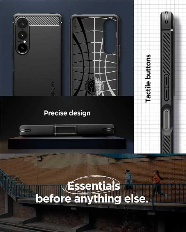„Spigen Rugged Armor“ dėklas, skirtas „Sony Xperia 1 VII“ - matinis juodas