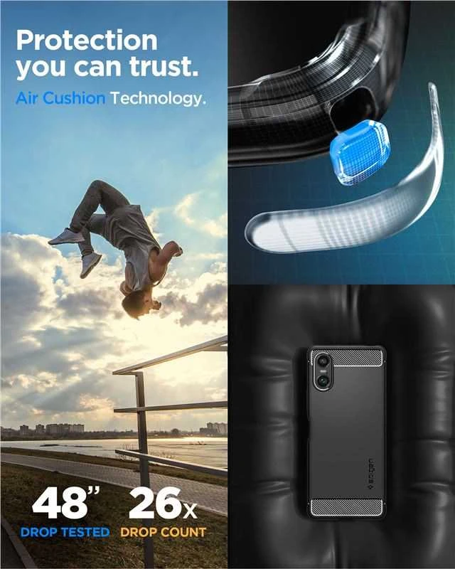 Sony Xperia 10 VI Spigen Rugged Armor Matte dėklas telefonui juodos spalvos