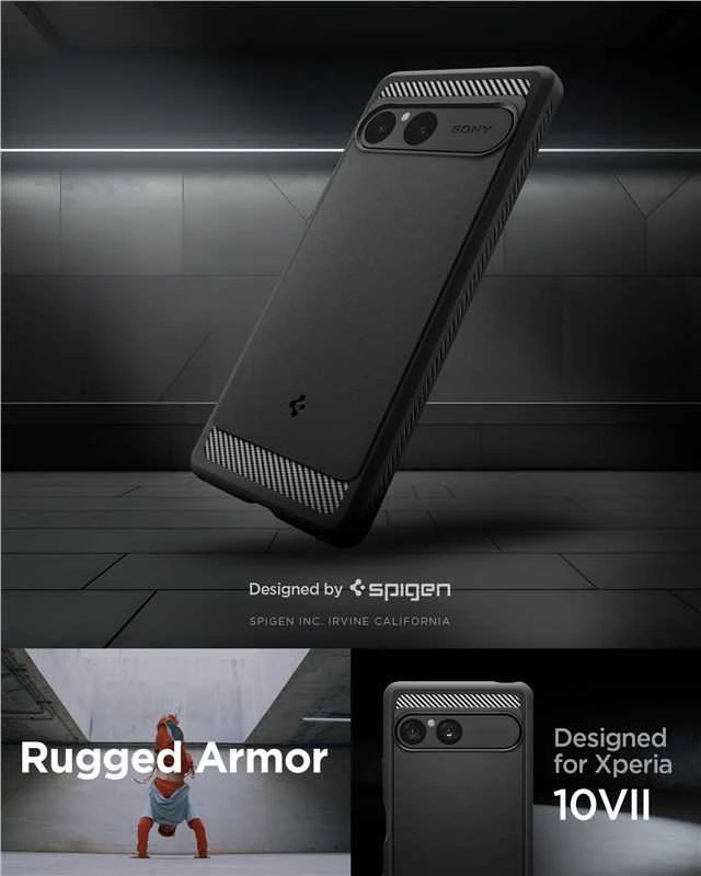 Spigen Rugged Armor dėklas skirtas Sony Xperia 10 VII juodos spalvos