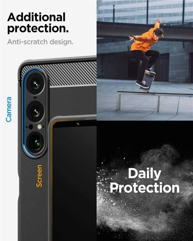 „Spigen Rugged Armor“ dėklas, skirtas „Sony Xperia 1 VII“ - matinis juodas