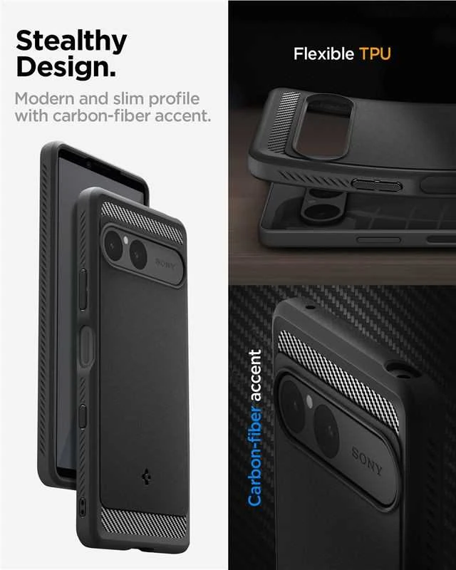 Spigen Rugged Armor dėklas skirtas Sony Xperia 10 VII juodos spalvos