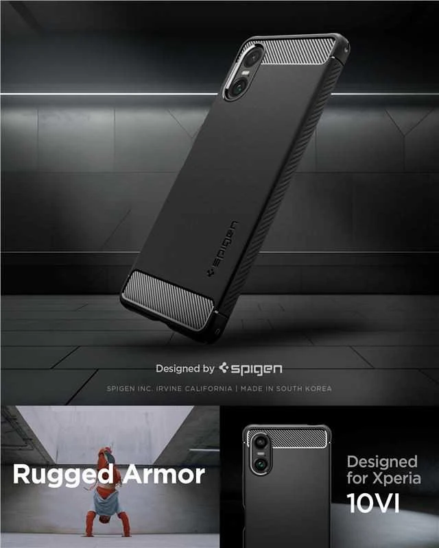 Sony Xperia 10 VI Spigen Rugged Armor Matte dėklas telefonui juodos spalvos