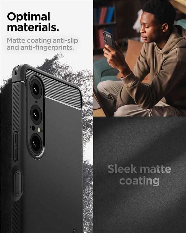 „Spigen Rugged Armor“ dėklas, skirtas „Sony Xperia 1 VII“ - matinis juodas
