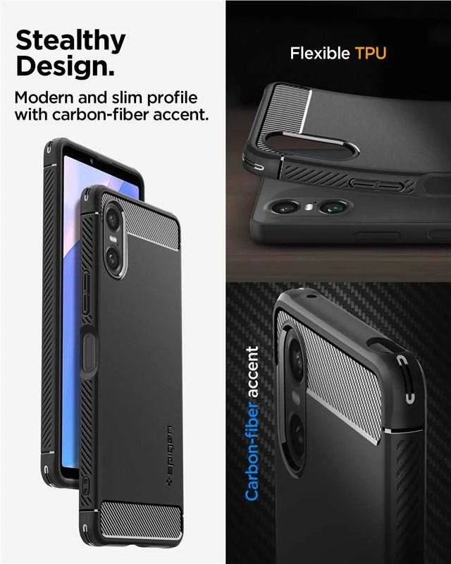 Sony Xperia 10 VI Spigen Rugged Armor Matte dėklas telefonui juodos spalvos