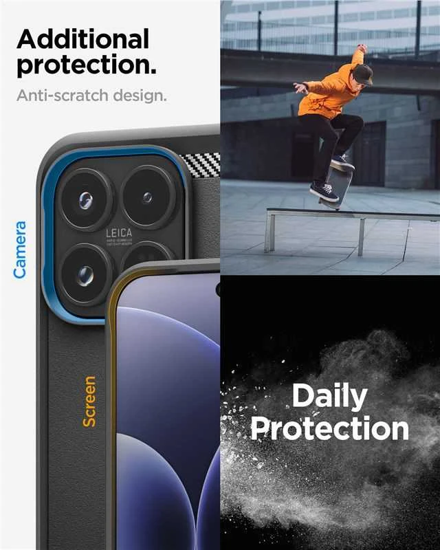 Spigen RUGGED Armor dėklas telefonui Xiaomi 17 matinės juodos spalvos
