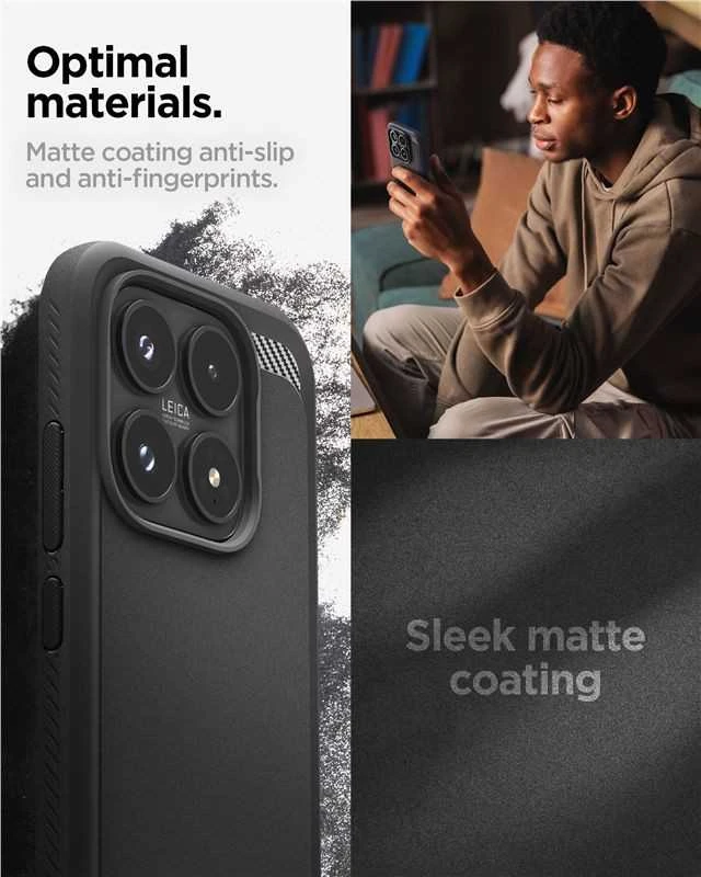 Spigen RUGGED Armor dėklas telefonui Xiaomi 17 matinės juodos spalvos