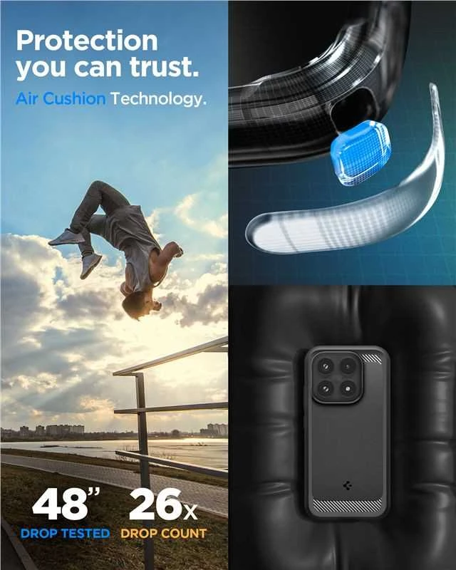 Spigen RUGGED Armor dėklas telefonui Xiaomi 17 matinės juodos spalvos