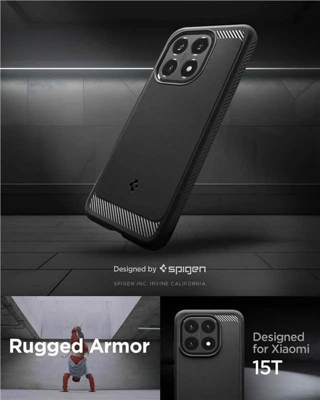 Dėklas Spigen Rugged Armor, matte juodas - Xiaomi 15T